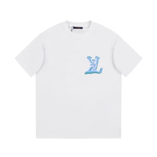 루이비통 남성 크루넥 화이트 반팔티 - Louis vuitton Mens White Sho… - 1
