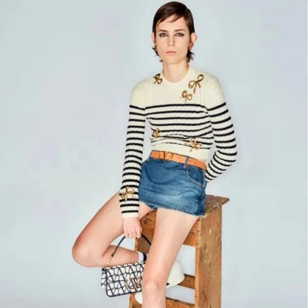 발렌티노 여성 크루넥 화이트 니트 - Valentino Womens White Knits … - 1