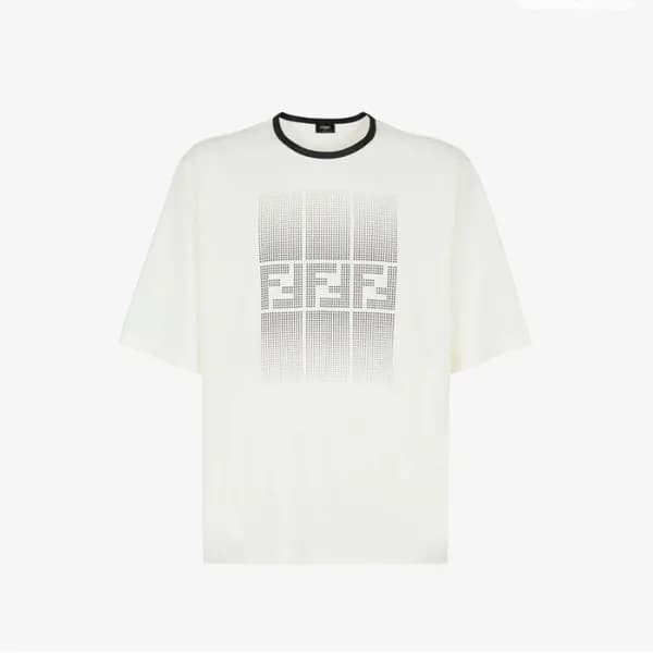 펜디 남성 화이트 반팔 티셔츠 - Fendi Mens White Tshirts - fec1… - 1