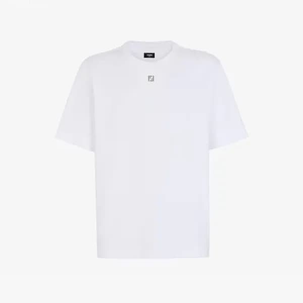 펜디 남성 화이트 반팔 티셔츠 - Fendi Mens White Tshirts - fec1… - 1