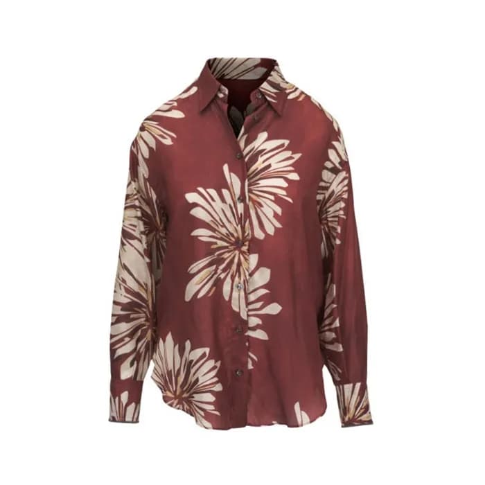 브루넬로 쿠치넬리 여성 달리아 프린트 실크 블라우스 - Brunello Cucinelli … - 1