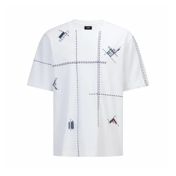 펜디 남성 라운드 반팔 티셔츠 - Fendi Mens Round Tshirt - fec15… - 1