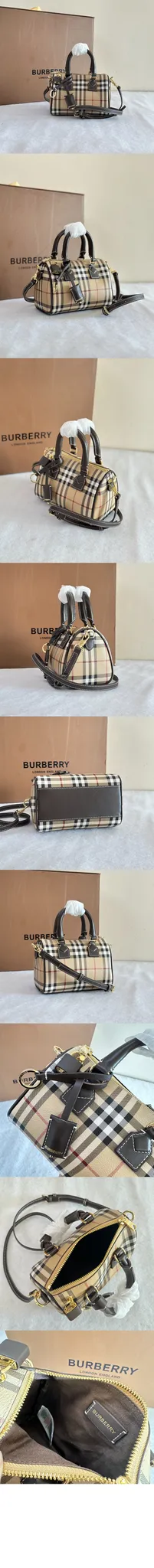 버버리 여성 미니 체크 볼링 백 - Burberry Womens Mini Check Bow… 이미지 4/4