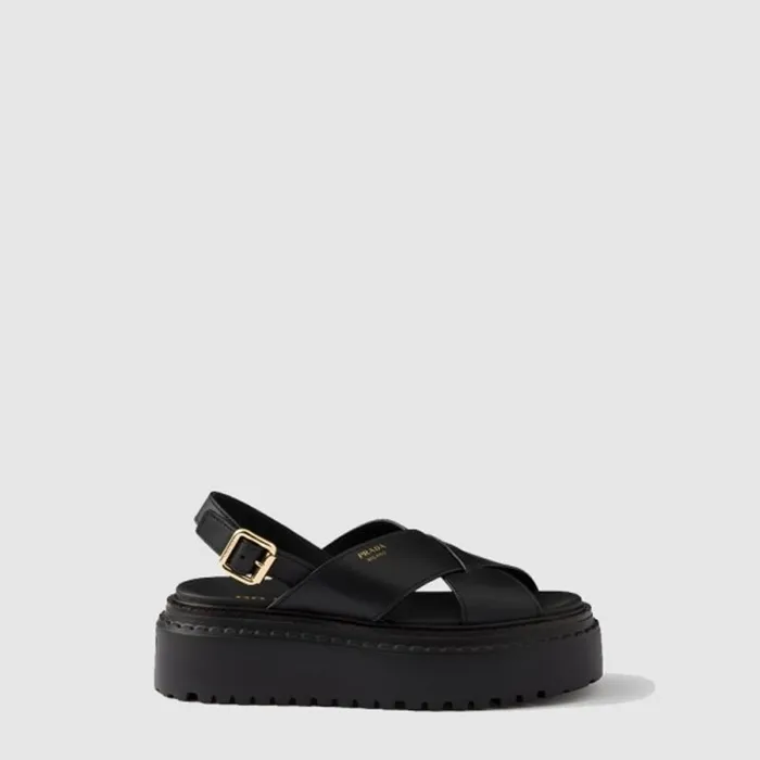 프라다 여성 크리스크로스 가죽 플랫폼 샌들 - Prada Womens Crisscross Leather Platform Sandals - prs14476x 이미지 2/4